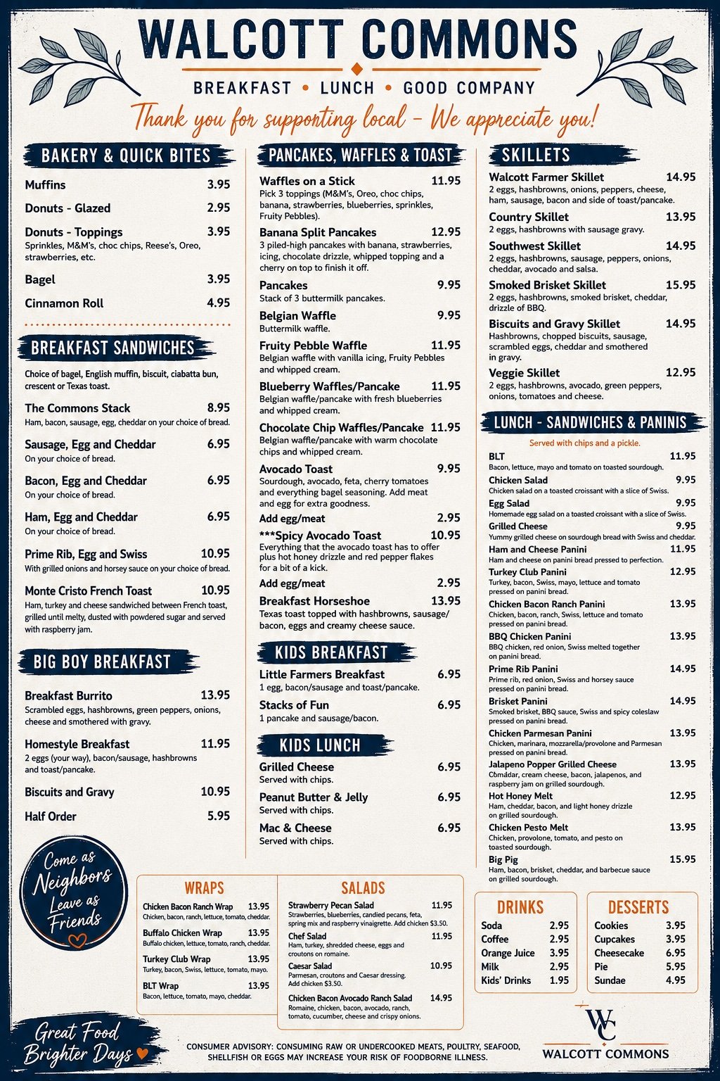 Walcott Commons Menu